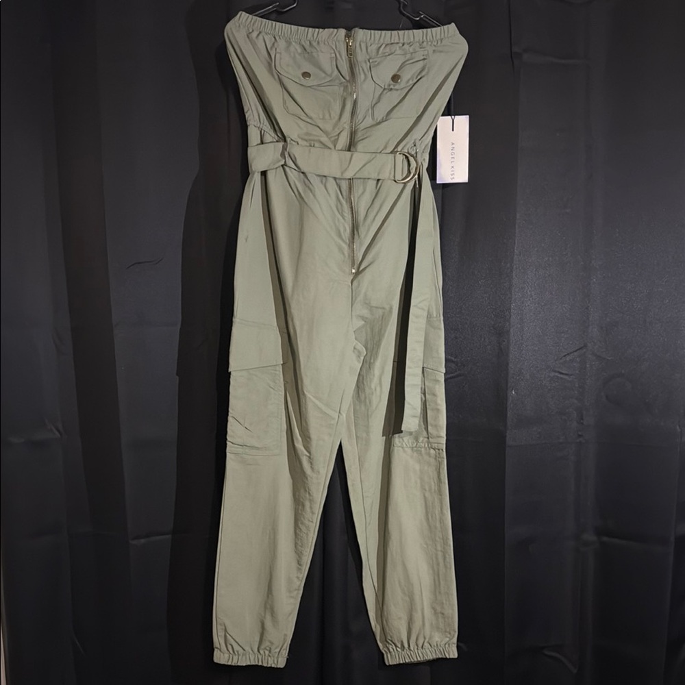 Green Strapless Jumpsuit